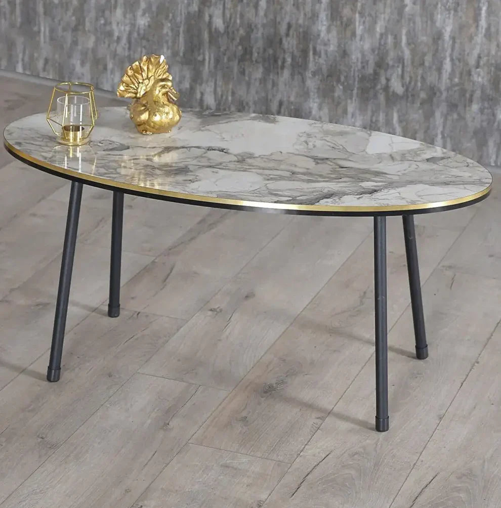Masa de cafea moderna 90x50x42 cm MDF cu picioare metalice — Confort Practic Pentru Casa Ta