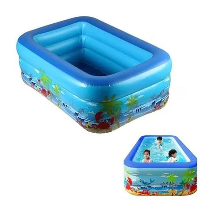 Piscină Gonflabilă cu 3 Inele pentru Copii, 1.2 m, Dreptunghiulară, pentru Grădină