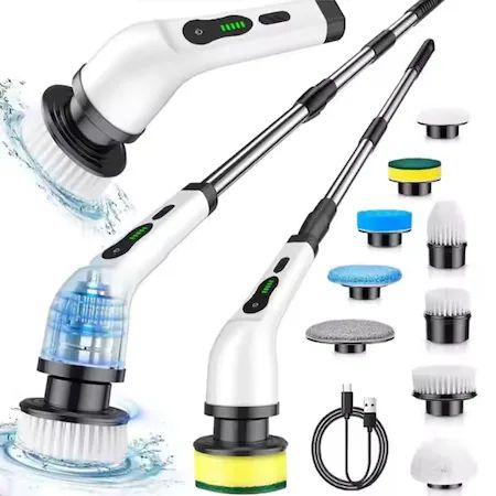 Perie Electrică Rotativă 9 în 1 fără Fir, IPX7, LED și Mâner Telescopic, A-178-3
