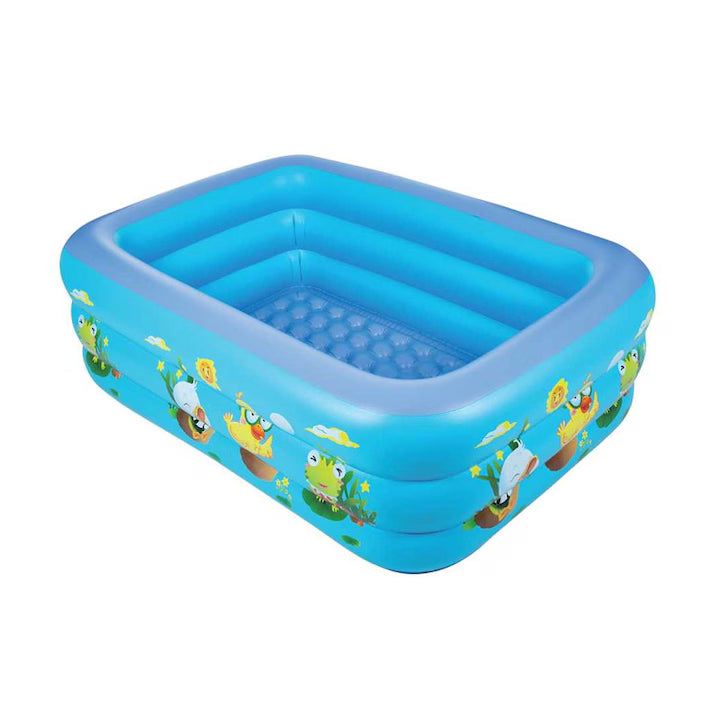 Piscină Gonflabilă cu 3 Inele, 1.8 m, Dreptunghiulară, pentru Familie și Grădină