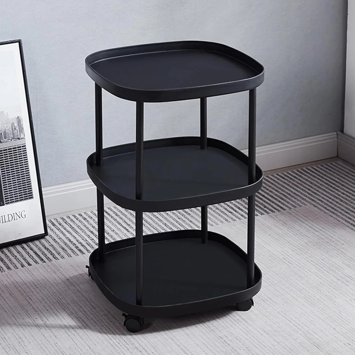 Masuta Mobila cu 3 Polite si Roti, 62x39x39 cm, A-156-4