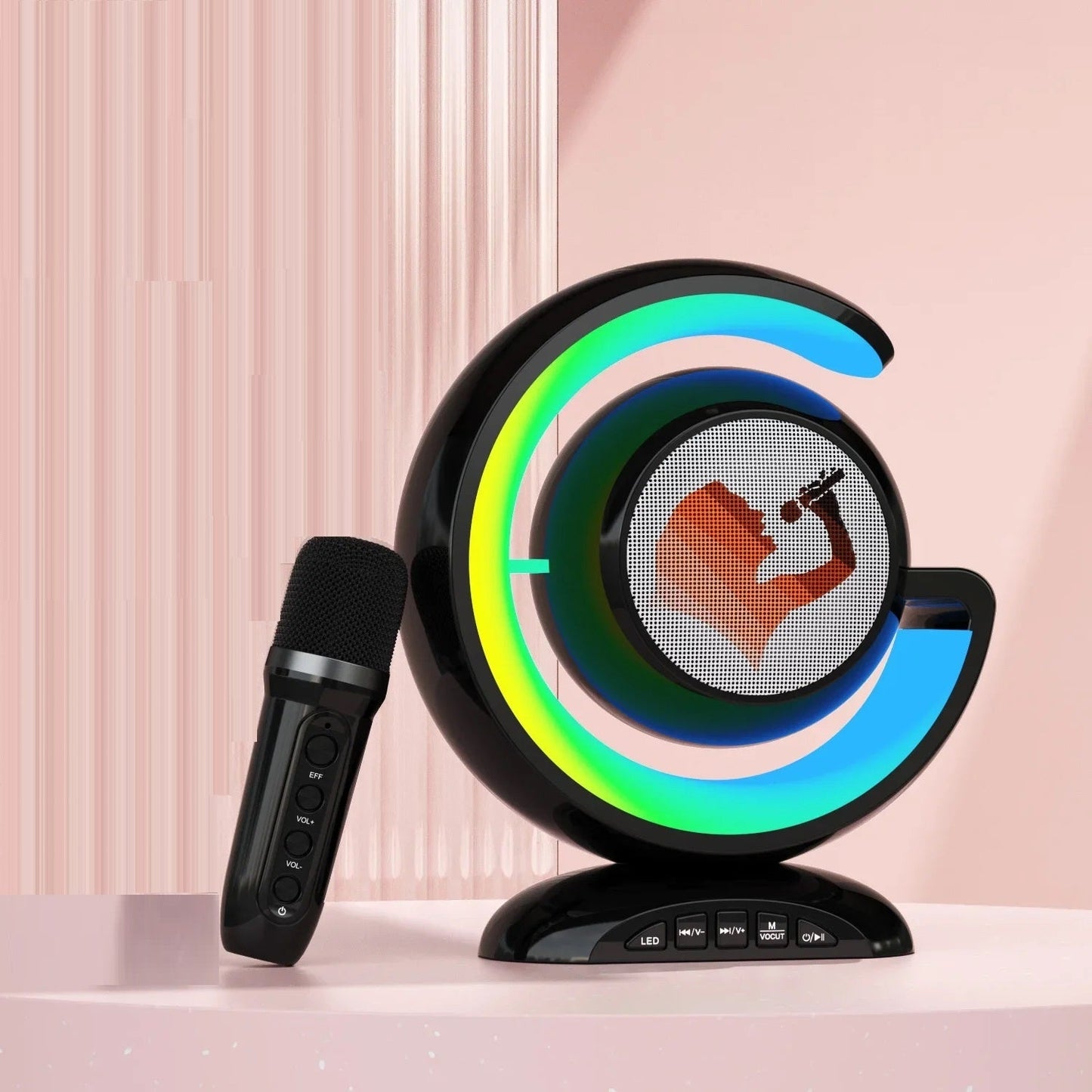 Boxă Portabilă cu Microfon Wireless Lumină LED și Sunet Dinamic — Utilitate Smart Zi de Zi