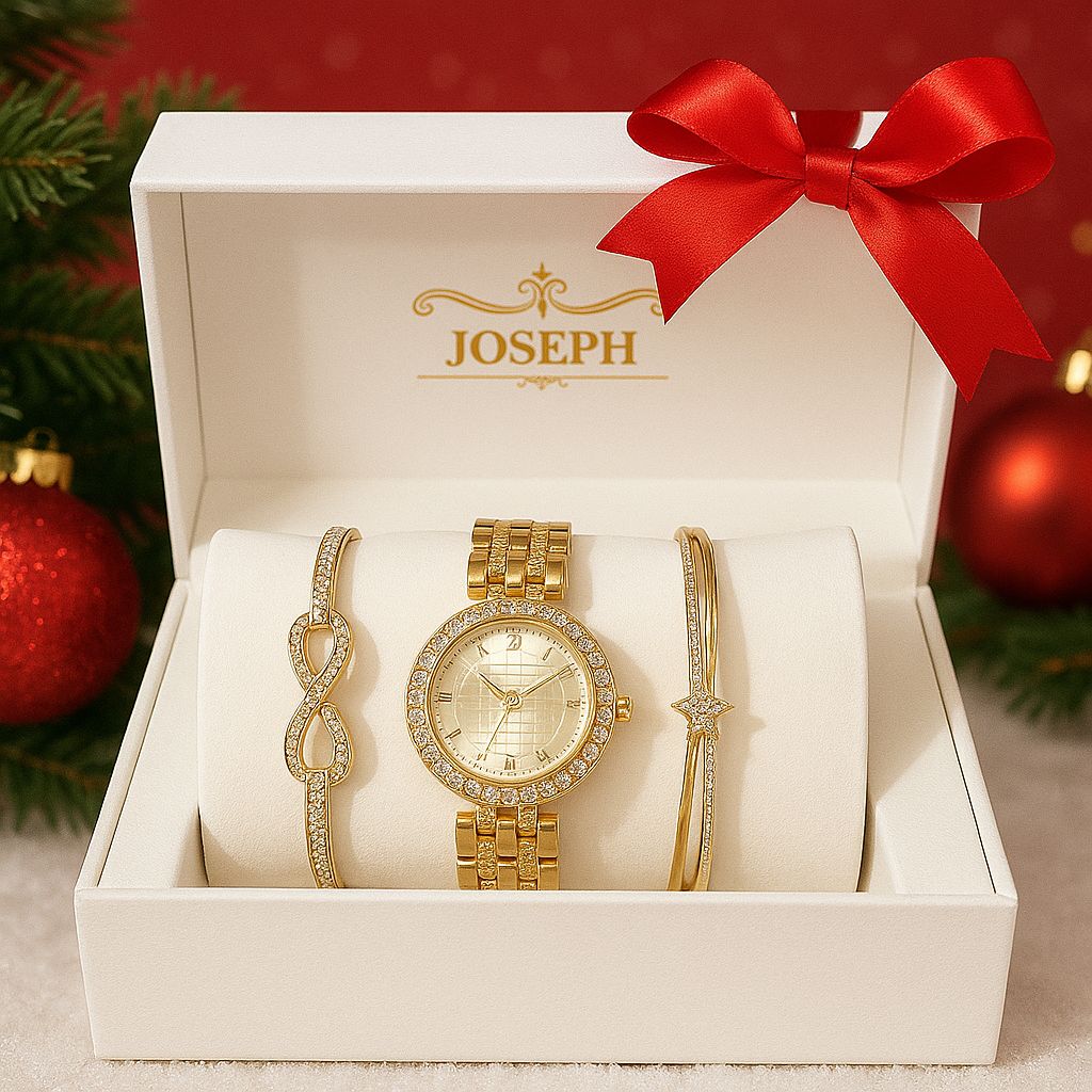 Set Ceas Elegant Dama cu Bratari Decorate cu Cristale — Utilitate Smart Zi de Zi