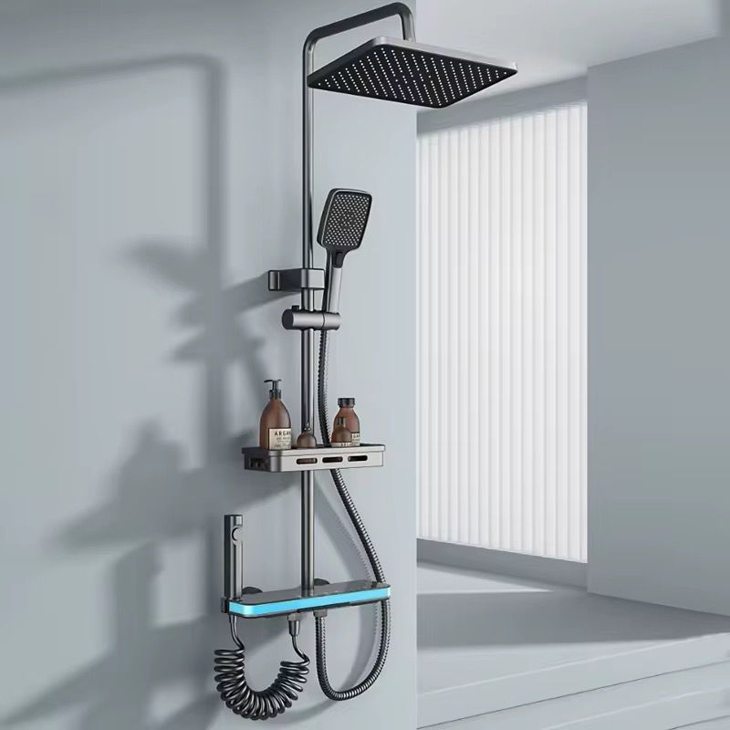 Set Duș Premium cu Afișaj Digital LED, Lumini Ambientale, Pară Ploaie și Raft Integrat, A-175-6