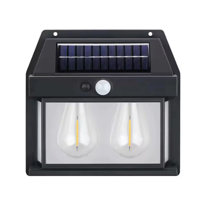 Lampa Solara de Perete cu 2 Becuri, Aspect Felinar, A-136-15