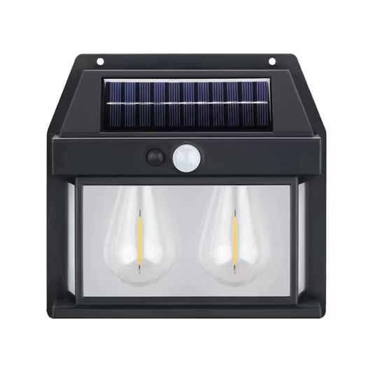 Lampa Solara de Perete cu 2 Becuri, Aspect Felinar, A-136-15