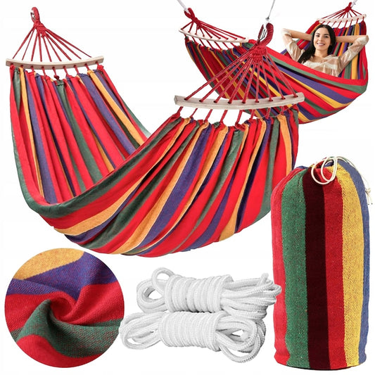 Hamac 200x150 cm cu Bare de Lemn, Confort Sporit pentru Gradina si Terasa, M-113