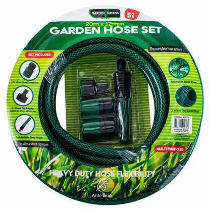 Furtun de Gradina Rotund 20 m cu Accesorii, Set pentru Udat Gradina, M-120