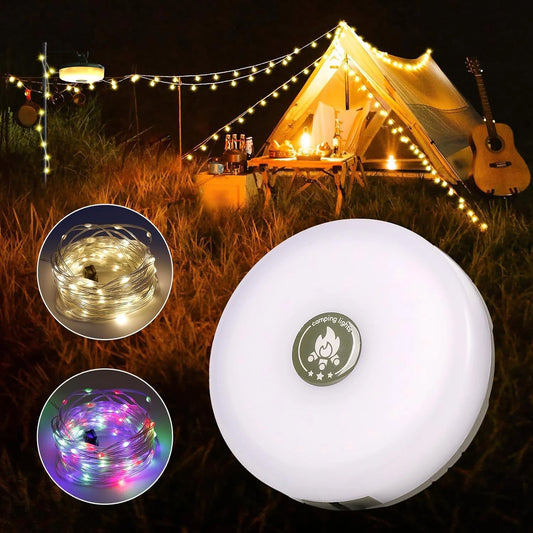 Lumina de Camping cu Lanterna si Banda LED 20M, Alb Cald si Alb Rece, M-111