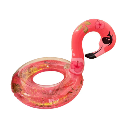 Colac de Înot Flamingo Auriu, 70-90 cm, cu Sclipici, pentru Copii și Adulți