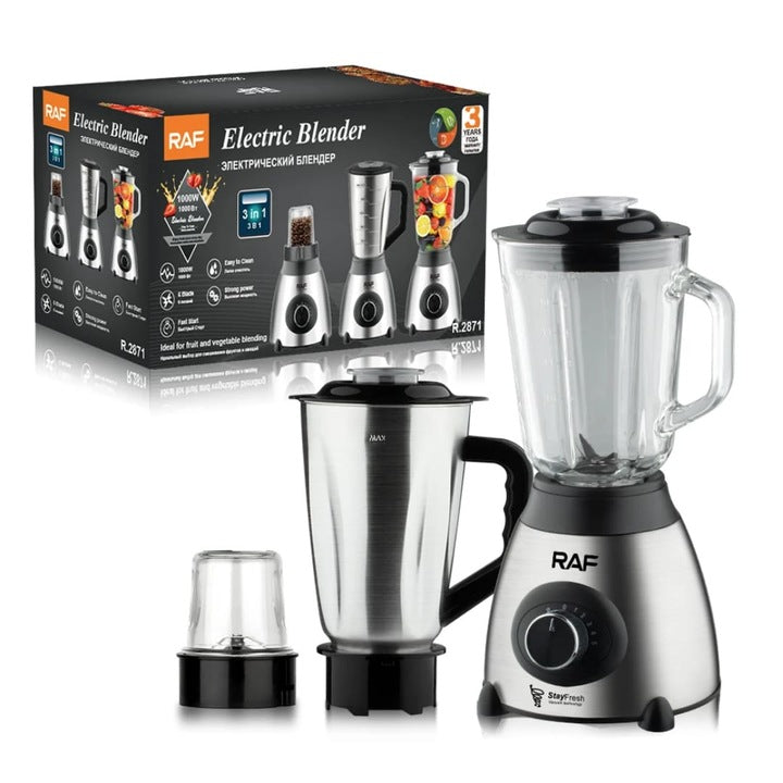 Blender Electric 3-in-1, 1000W, 1.5L, 6 Lame Inox și Râșniță, M-124