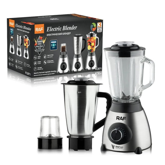 Blender Electric 3-in-1, 1000W, 1.5L, 6 Lame Inox și Râșniță, M-124