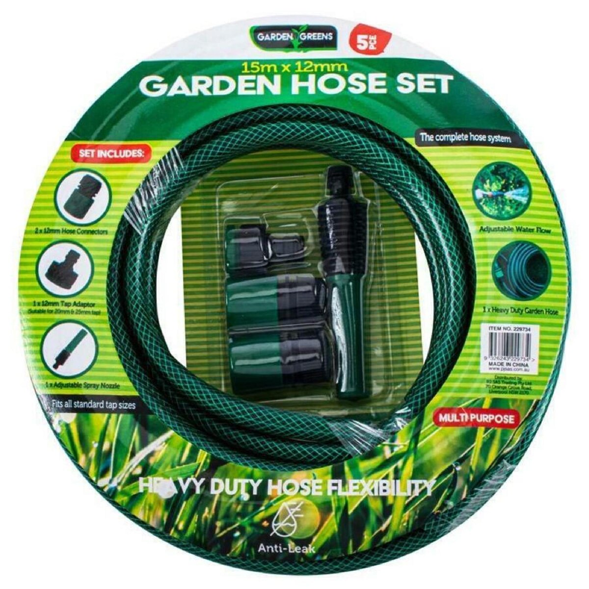Furtun de Gradina Rotund 15 m cu Accesorii, Set pentru Udat Gradina, M-119