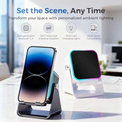 Suport Telefon cu Boxă Bluetooth, Lumină RGB, Rotire 360° și Design de Birou, A-175-13