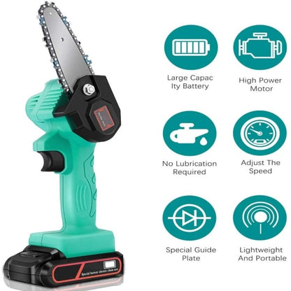 Mini fierastrau electric cu lant 4 inch si acumulator 36V