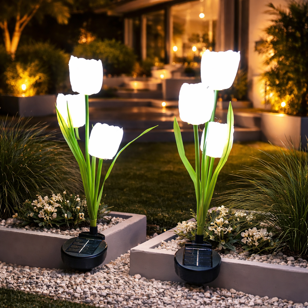 Set 2 lampi Solare Gradina Tip Lalea – 30 cm