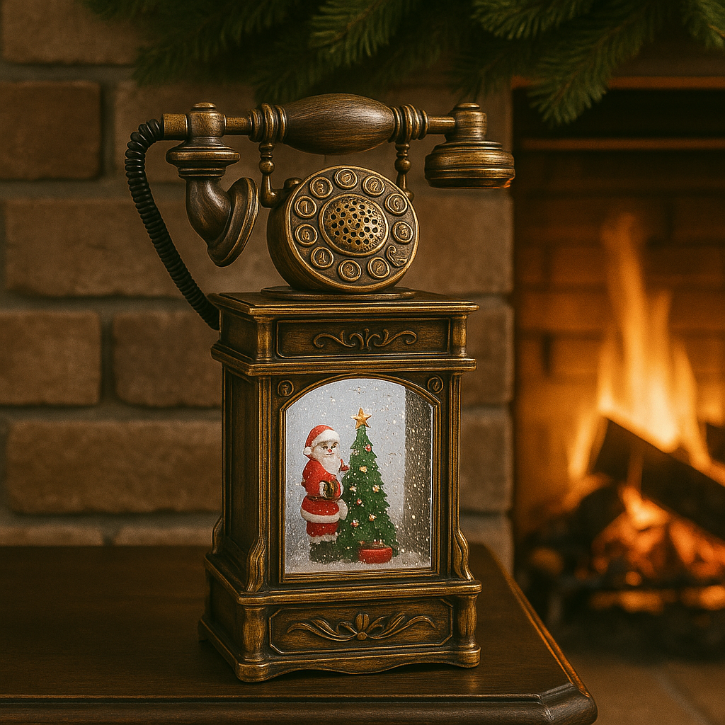 Decoratiune premium Nostalgic Phone lumina LED si zapada in miscare — Ambient Modern Pentru Acasă