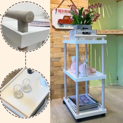 Raft mobil cu 3 polite si 4 roti rotative — Confort Practic Pentru Casa Ta