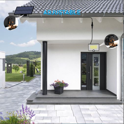 Proiector LED Solar 40W cu Senzor de Mișcare, 204 LED-uri, Panou Solar și Protecție IP65, CLS-IL006
