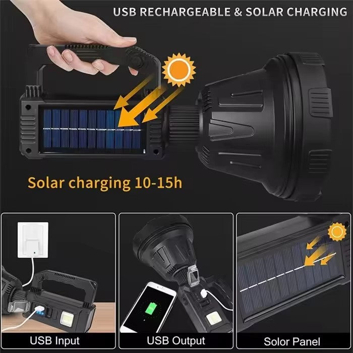 Lanternă LED Profesională cu Încărcare Solară, USB, Trepied și Powerbank, A-145-9