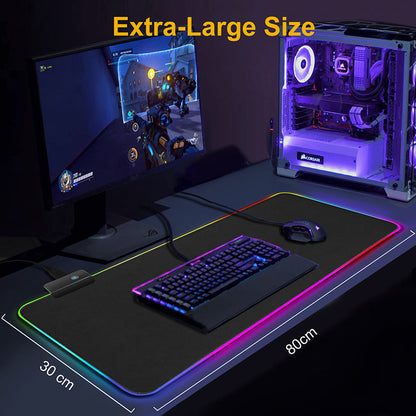 Mouse Pad gaming cu iluminare led RGB 80 x 30 — Utilitate Smart Zi de Zi