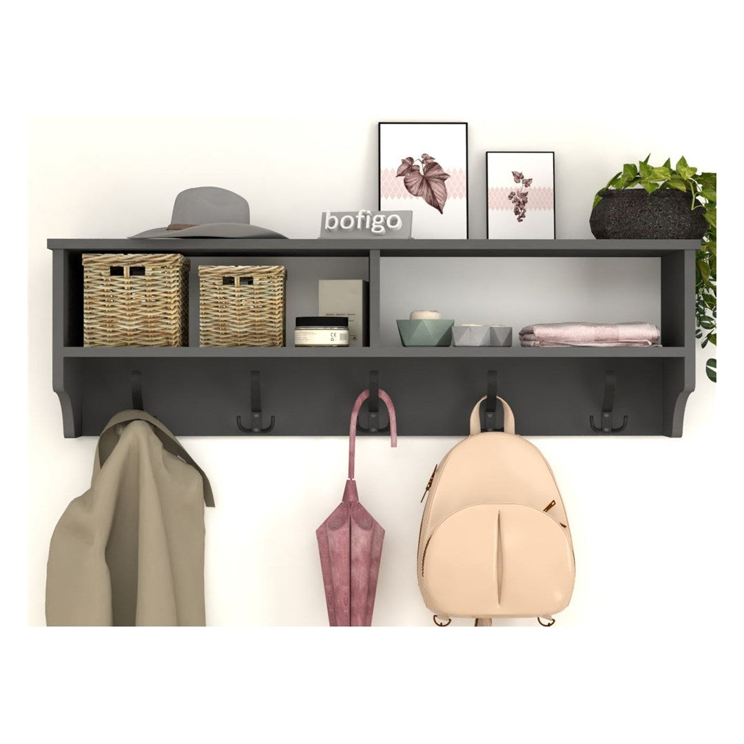 Cuier de perete cu raft 120 cm PAL melaminat 18 — Confort Practic Pentru Casa Ta