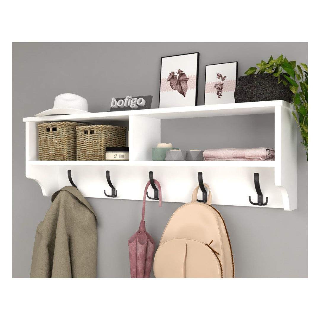 Cuier de perete cu raft 120 cm PAL melaminat 18 — Confort Practic Pentru Casa Ta