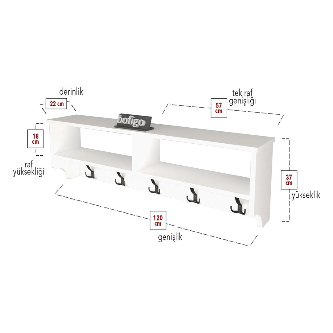 Cuier de perete cu raft 120 cm PAL melaminat 18 — Confort Practic Pentru Casa Ta