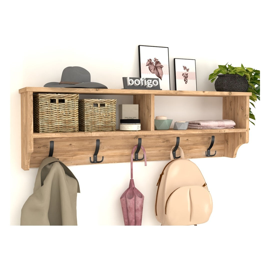 Cuier de perete cu raft 120 cm PAL melaminat 18 — Confort Practic Pentru Casa Ta
