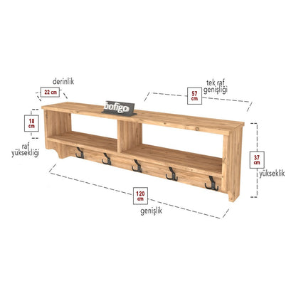 Cuier de perete cu raft 120 cm PAL melaminat 18 — Confort Practic Pentru Casa Ta
