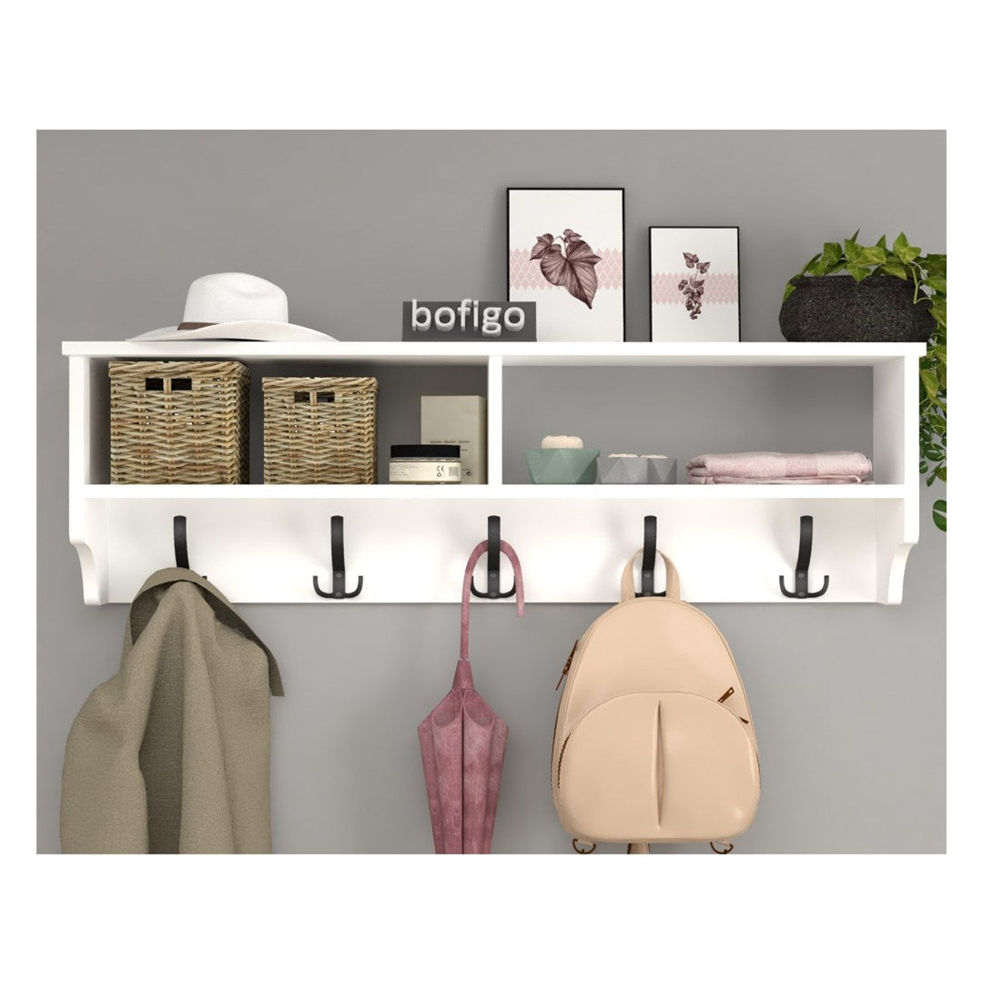 Cuier de perete cu raft 120 cm PAL melaminat 18 — Confort Practic Pentru Casa Ta