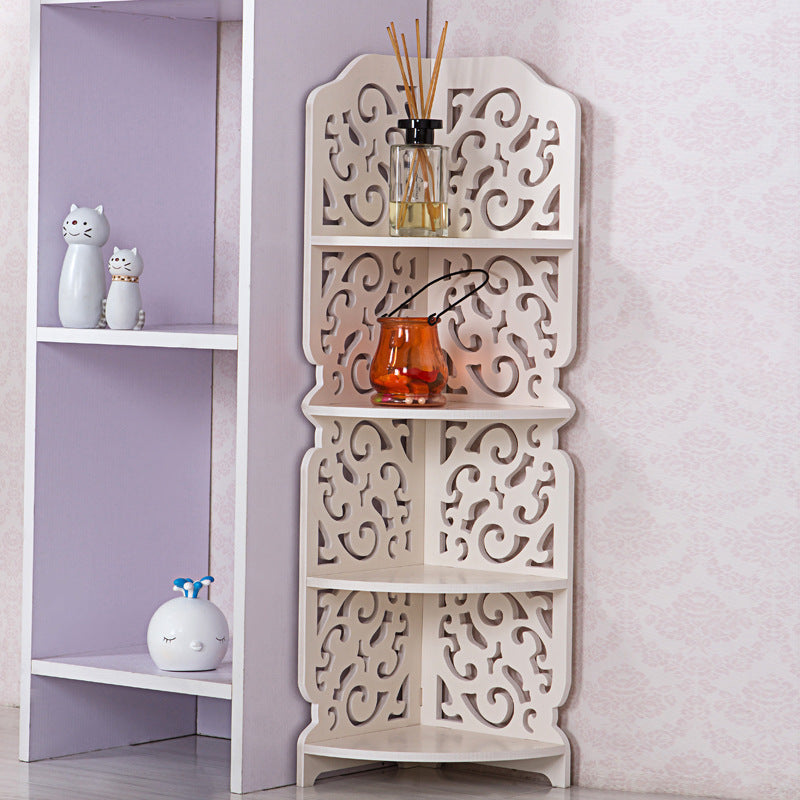 Etajera de colt decorativa cu 4 polite — Confort Practic Pentru Casa Ta