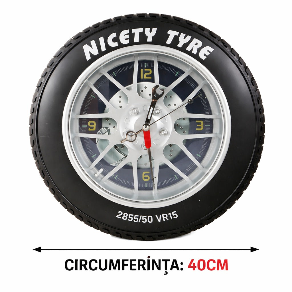 Ceas de perete Anvelopa Tyre 2855/50VR15 40 cm — Confort Practic Pentru Casa Ta