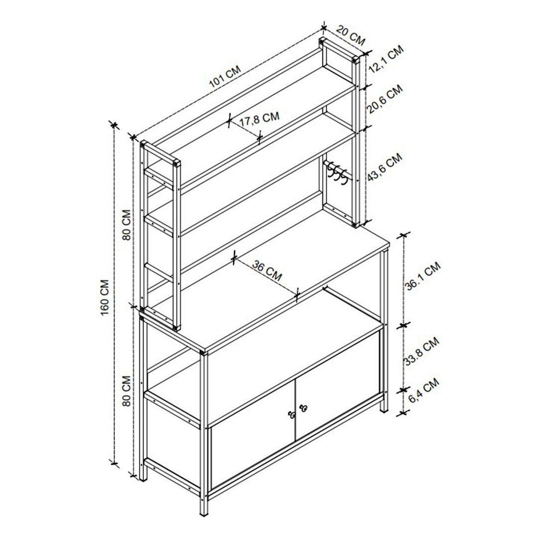 Raft bucatarie Ethiopia cu 2 usi 90 x 180 cm — Mai Mult Confort în Bucătărie