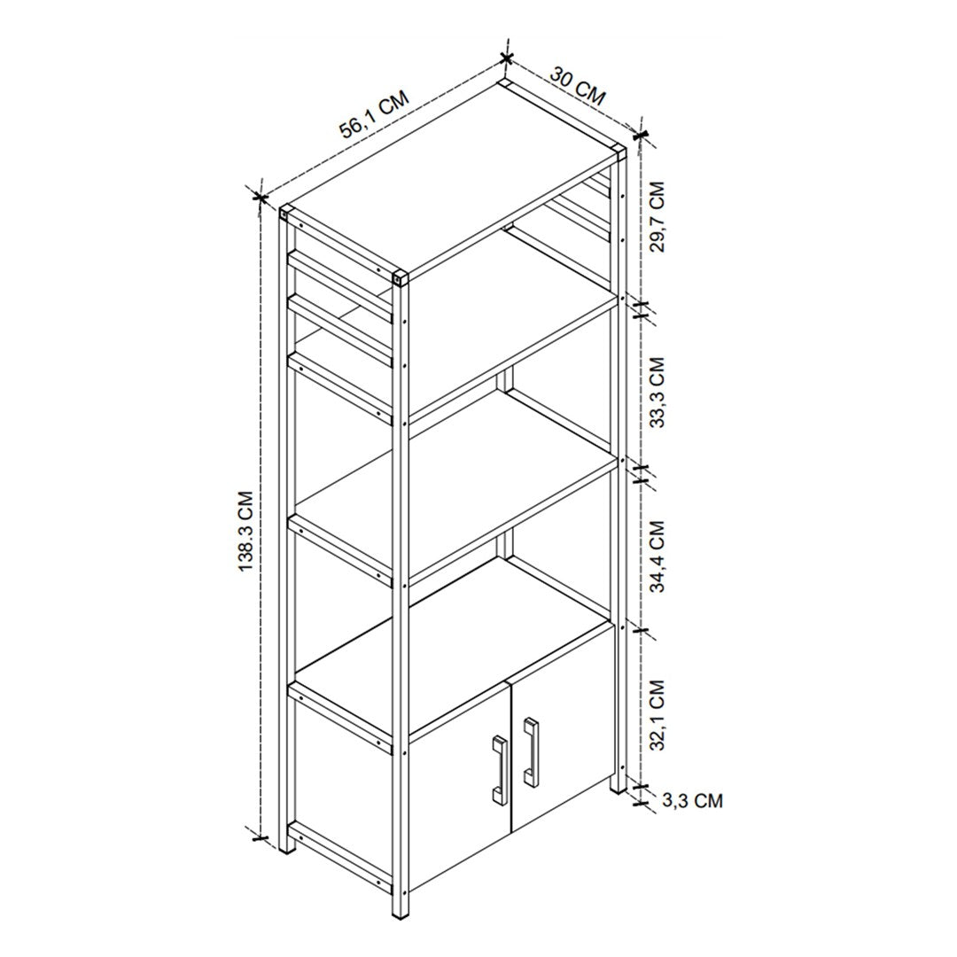 Raft bucatarie Colombia cu 5 rafturi 70 x 160 cm — Mai Mult Confort în Bucătărie