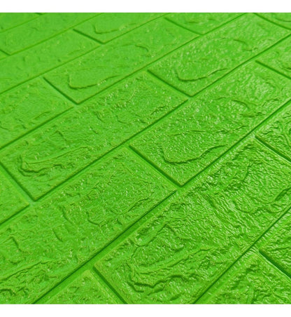 Tapet 3D caramida Verde lime auto-adeziv pentru interior 70 x — Confort Practic Pentru Casa Ta