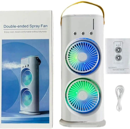 Ventilator Dublu cu Umidificator si Telecomanda, Racire cu Ceata Fina, Portabil, M-100