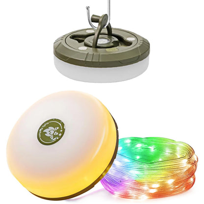 Lumina de Camping cu Lanterna si Banda LED 20M, Alb Cald si Alb Rece, M-111
