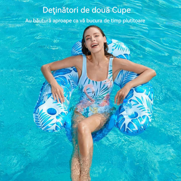 Flotor Gonflabil cu Scaun pentru o Persoană, pentru Piscină, Model Asortat