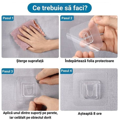 Set 10 suporti dubli autoadezivi pentru perete — Confort Practic Pentru Casa Ta