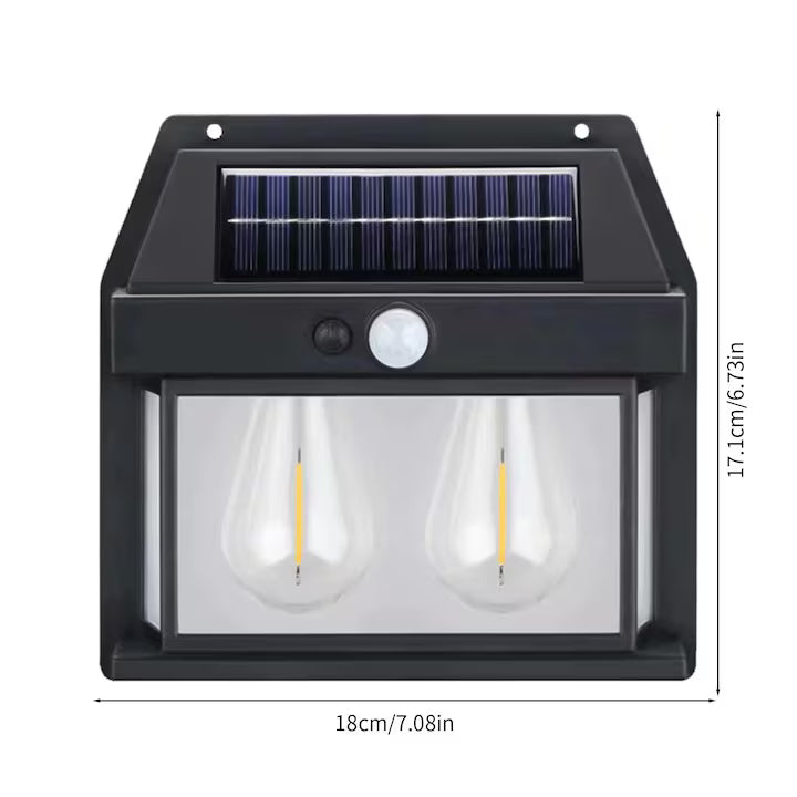 Lampa Solara de Perete cu 2 Becuri, Aspect Felinar, A-136-15