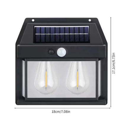 Lampa Solara de Perete cu 2 Becuri, Aspect Felinar, A-136-15