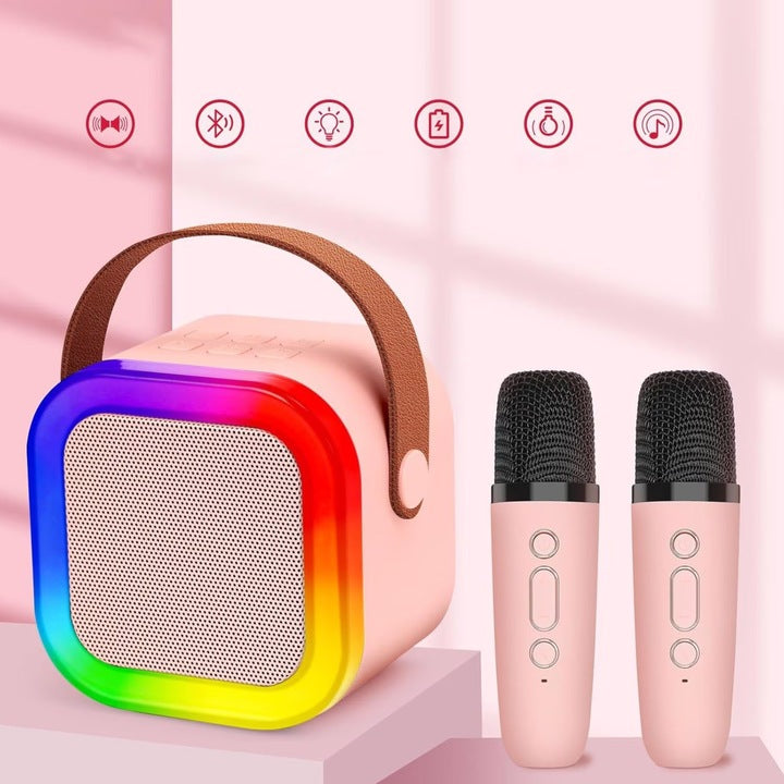 Set Boxa Bluetooth Karaoke cu 2 Microfoane Wireless, A-163-16