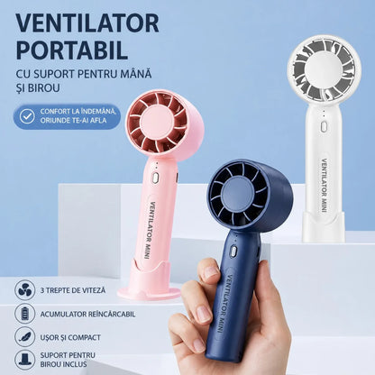 Mini Ventilator Portabil de Mana cu Suport de Birou, Reincarcabil, A-170-6