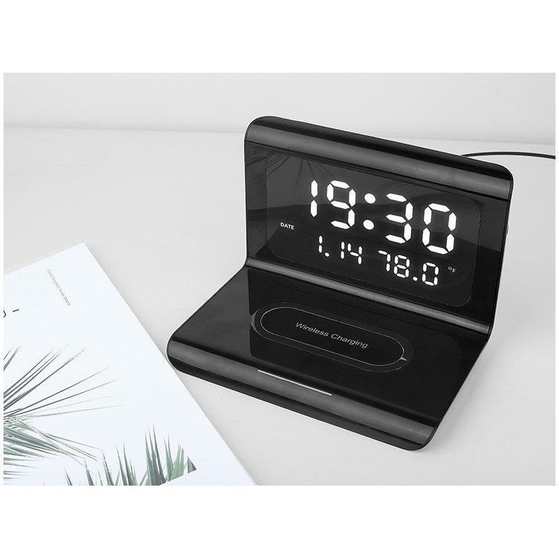 Ceas digital cu alarma si incarcare wireless pentru smartphone — Utilitate Smart Zi de Zi
