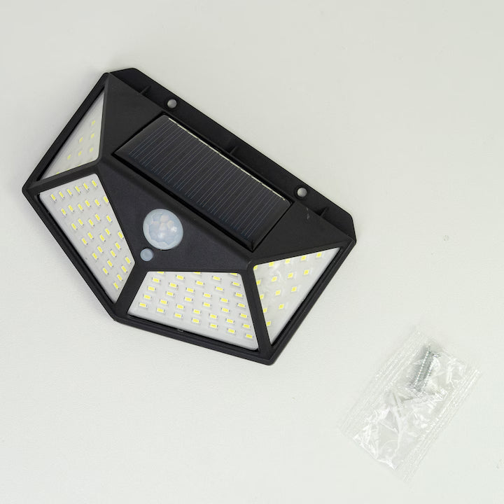 Lampa Solara de Perete cu 4 Fete, Senzor de Miscare, 100 LED, A-177-5
