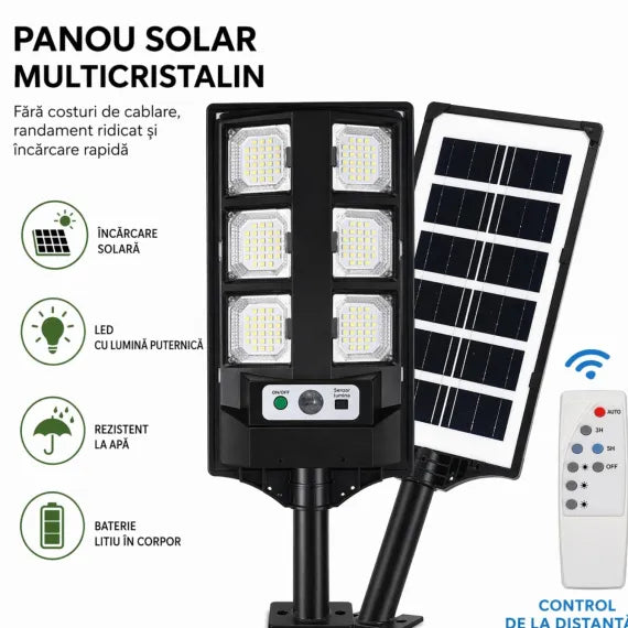 Lampa Solara Stradala cu Panou si Telecomanda, A-160-8