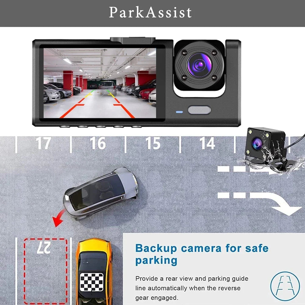 Camera auto tripla FullHD — Control și Siguranță Zi de Zi
