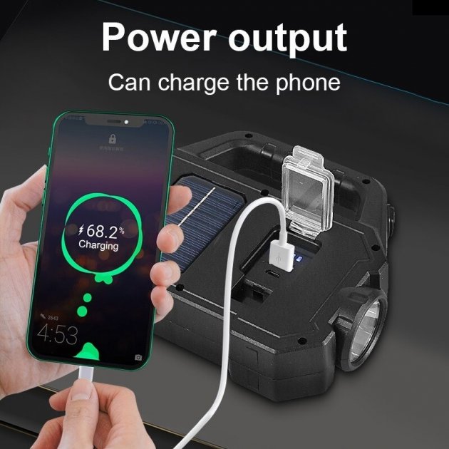 Lanterna solara cu proiector lateral cob si incarcare usb — Ambient Modern Pentru Acasă