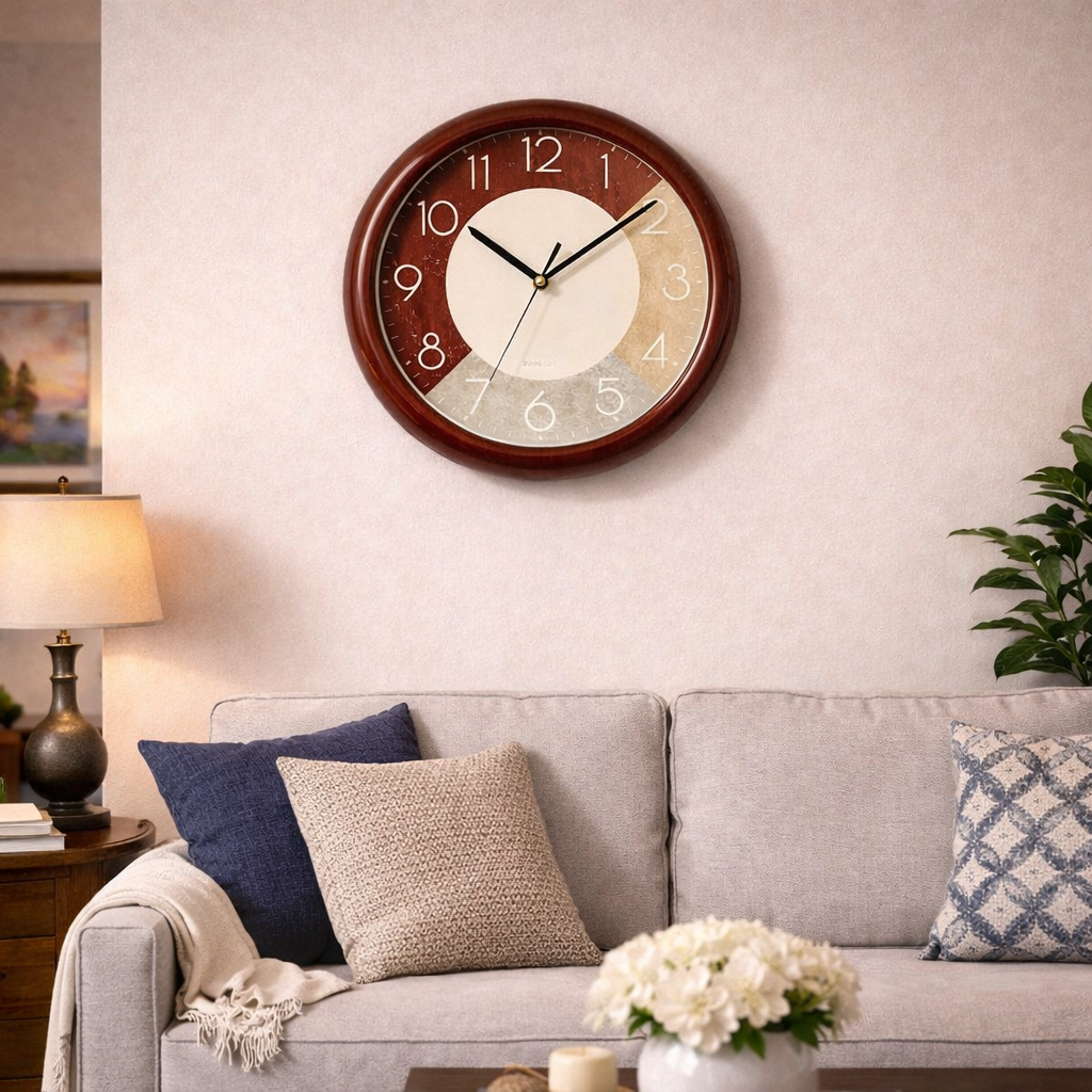 Ceas decorativ de perete 30 cm aspect lemn modern — Confort Practic Pentru Casa Ta